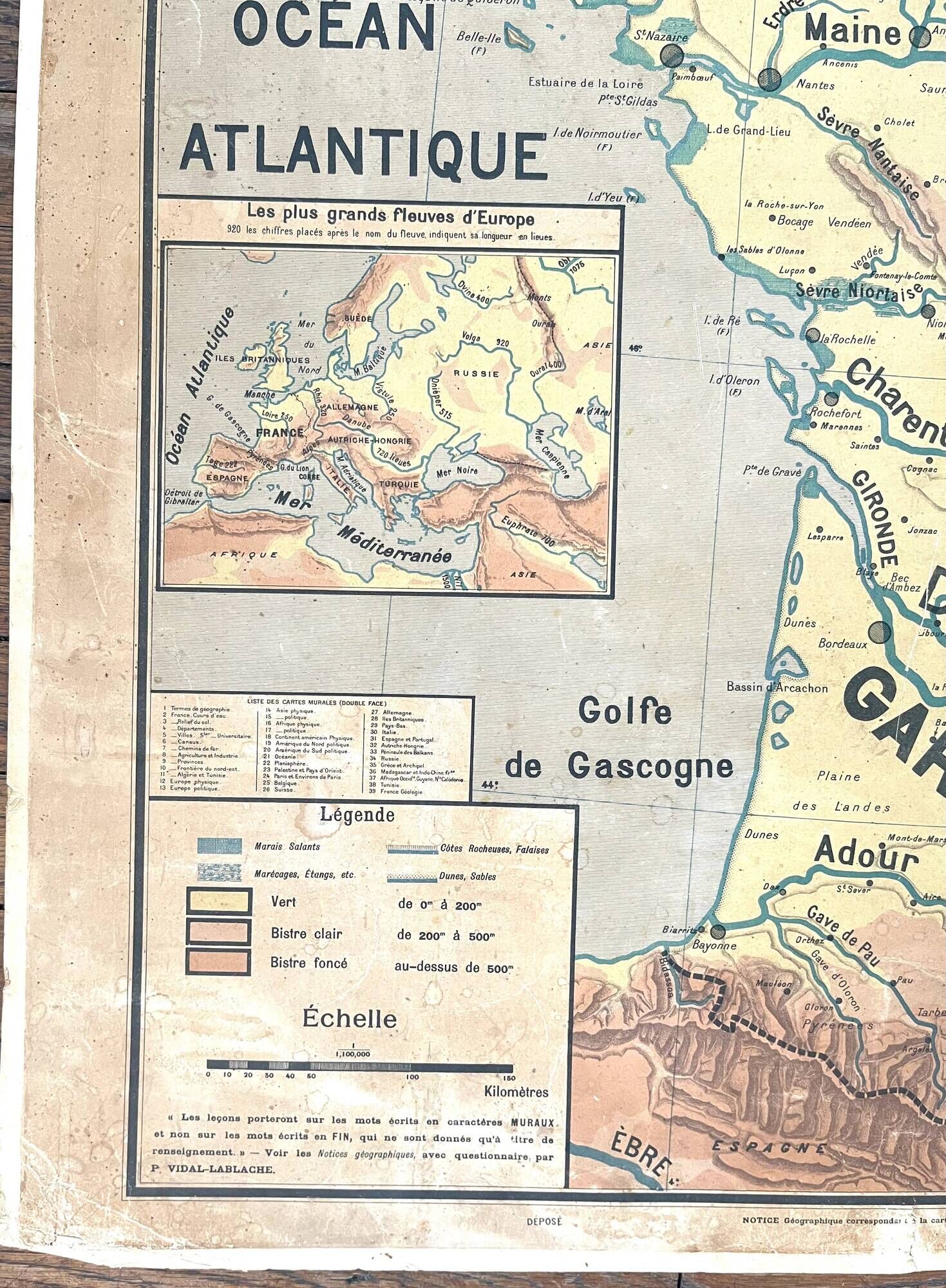Old Vidal Lablache map 2, Mézières, T46, 1910 - France Watercourse