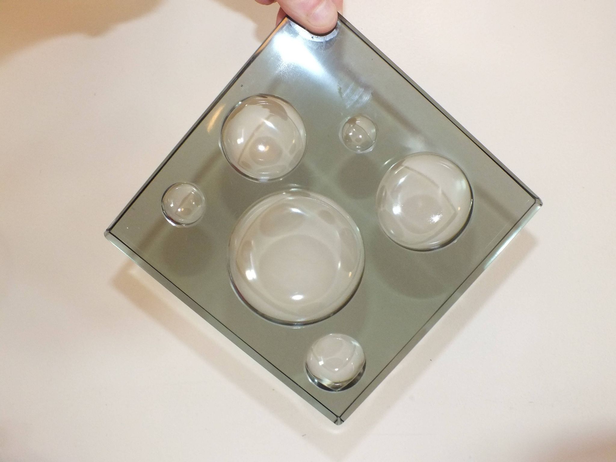 Empty pocket tile in smoked glass 1970 Scandinavian style