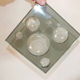 Empty pocket tile in smoked glass 1970 Scandinavian style
