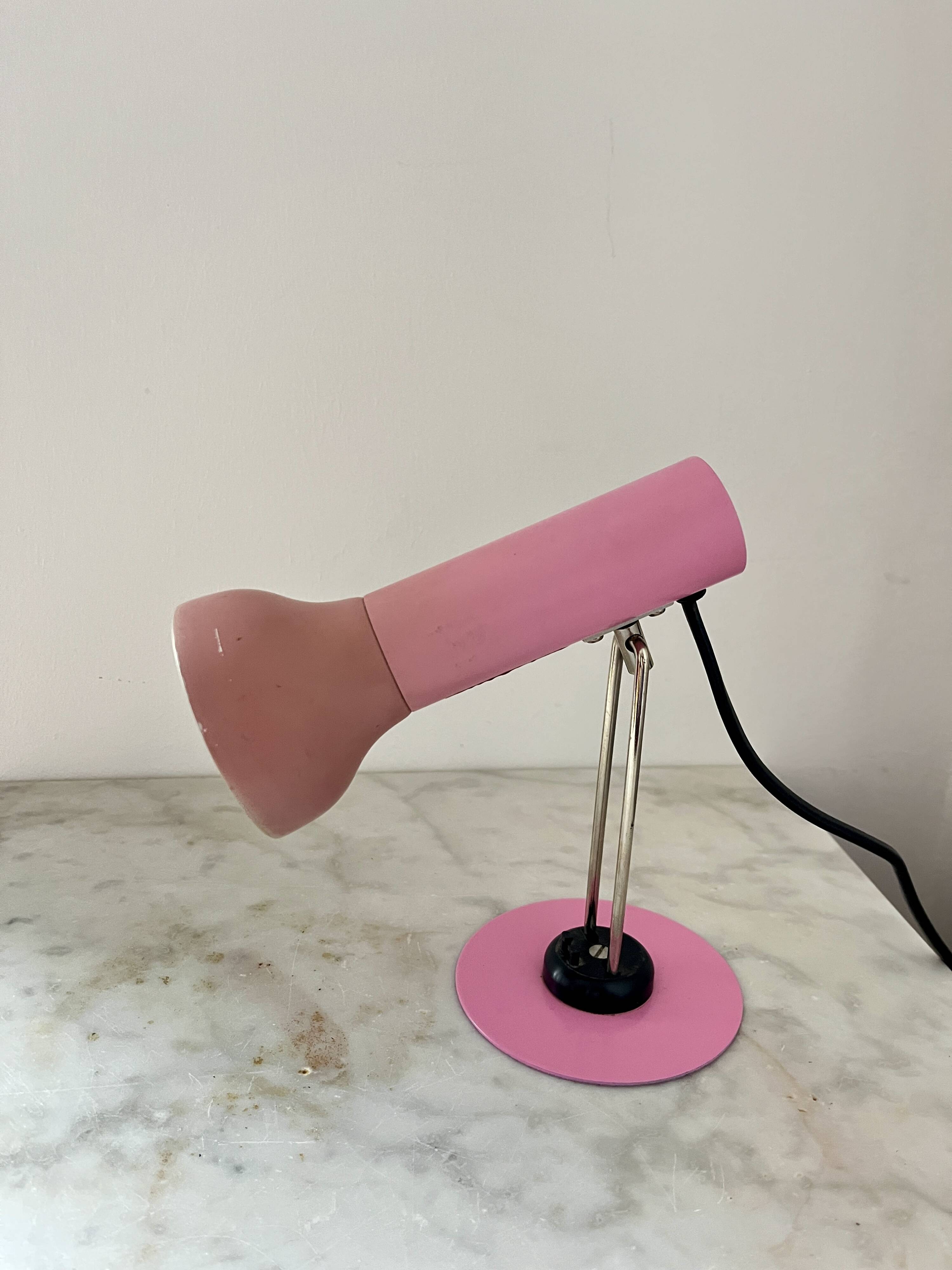 Vintage Varialux 3141 Pink Wall Table Adjustable Lamp, Industrial, GDR, 80s