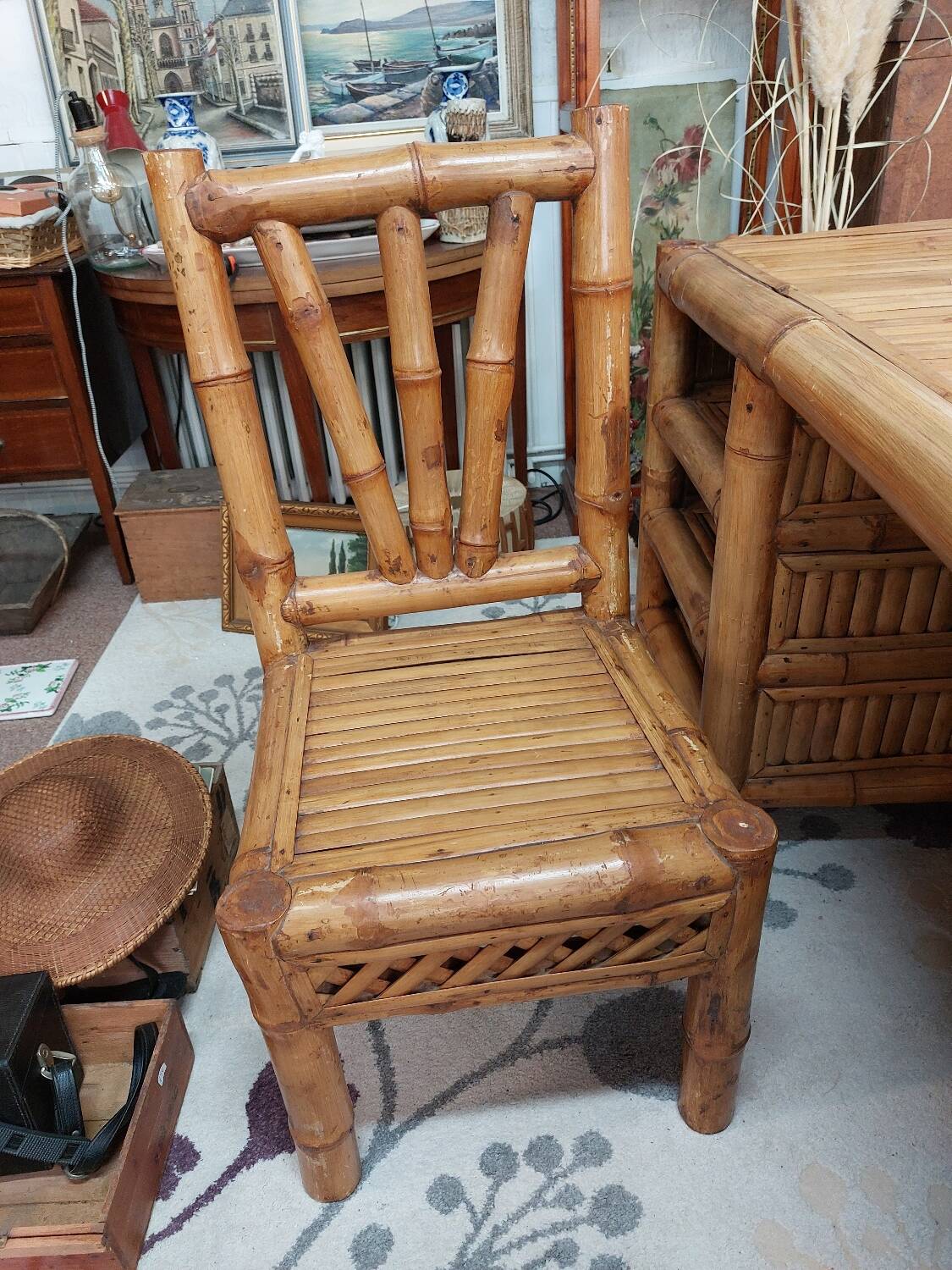 Bamboo desk with chair
