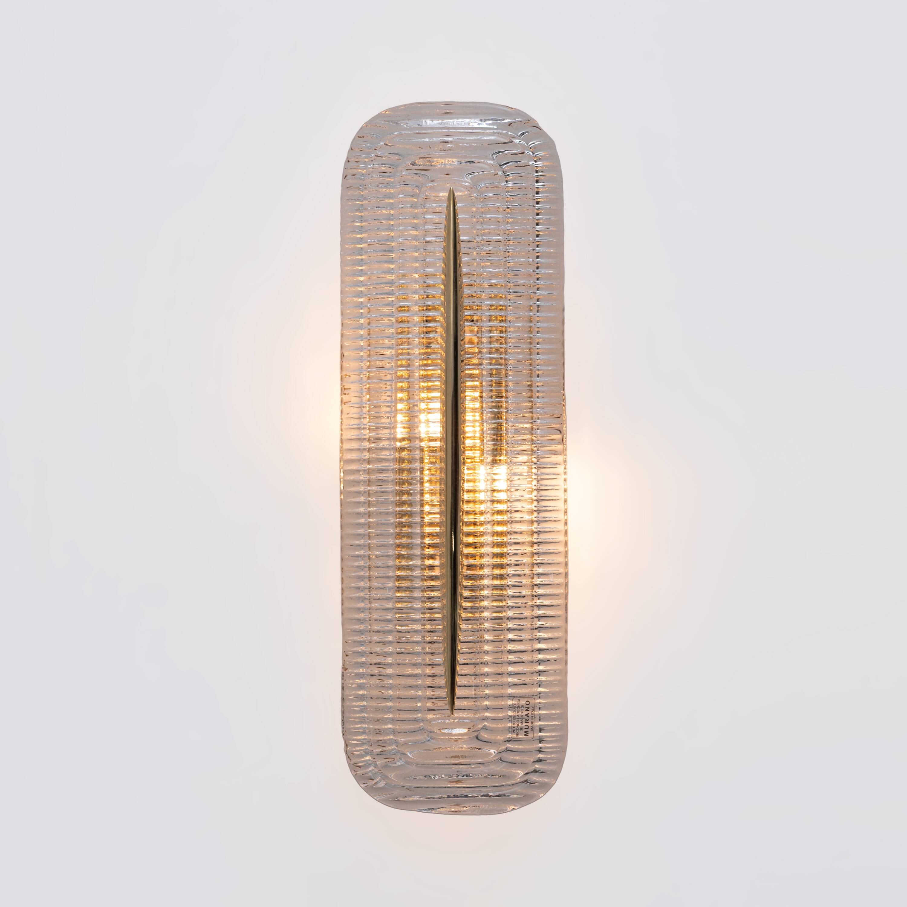 Pair of Modern Murano Glass Transparent and Brass Sconces, Italy