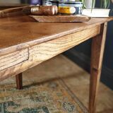 Solid oak farmhouse table with two-plank top