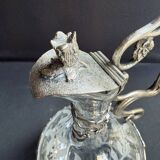 Ewer – Engraved glass and silver-plated metal – Mistletoe decoration