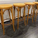 Set of 4 traditional cane stools