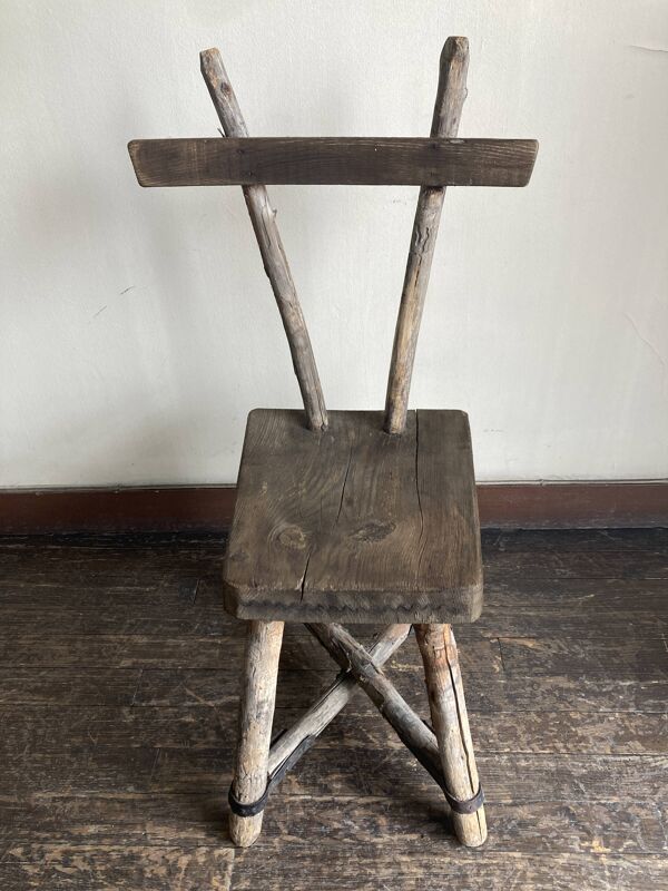 Chaise de montagne d'estive 19e art populaire transhumance