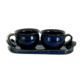 Duo lunch in glazed terracotta, Japan around 1940