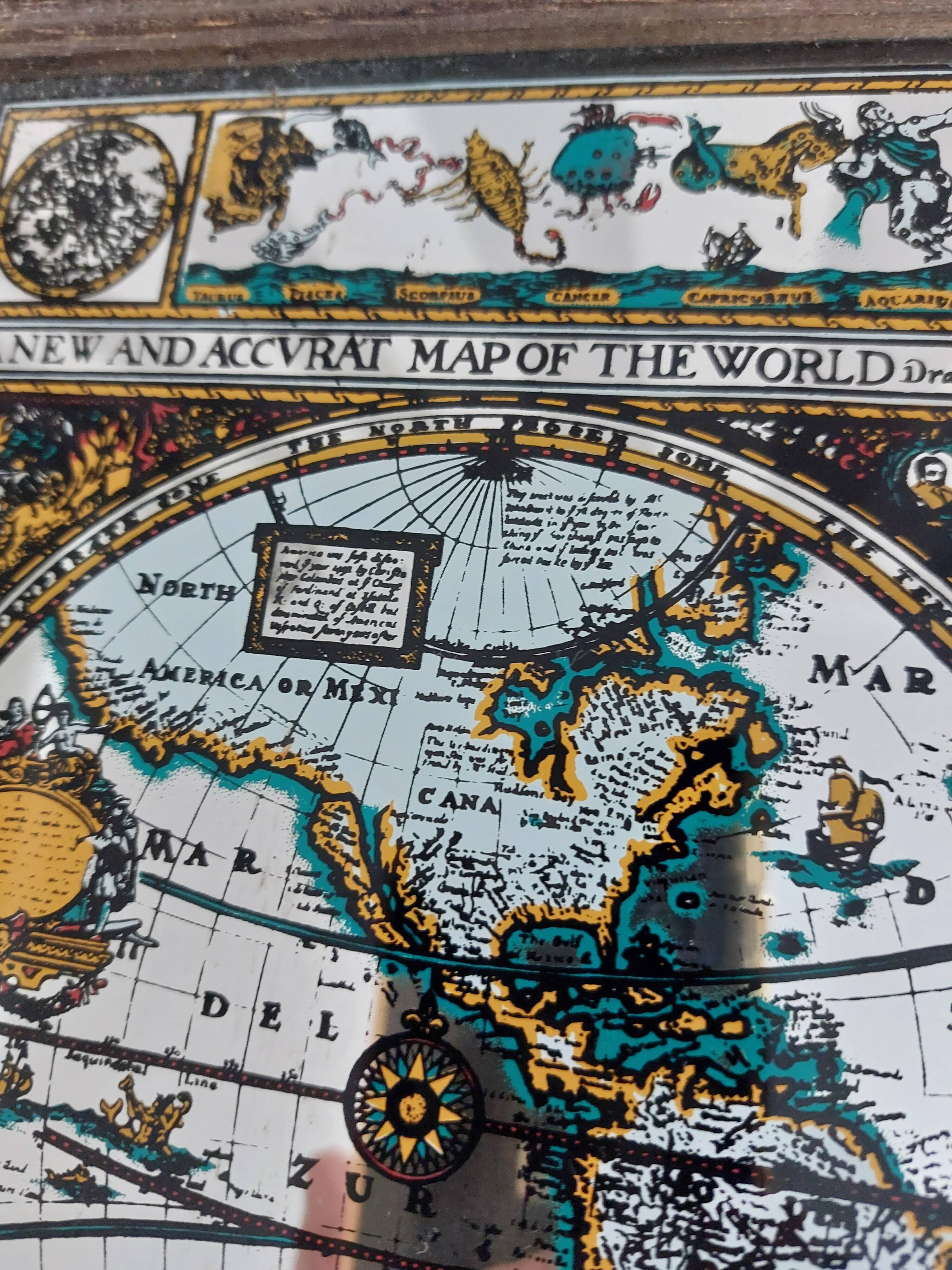 Vintage world map mirror board