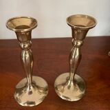 Three vintage brass candle holders