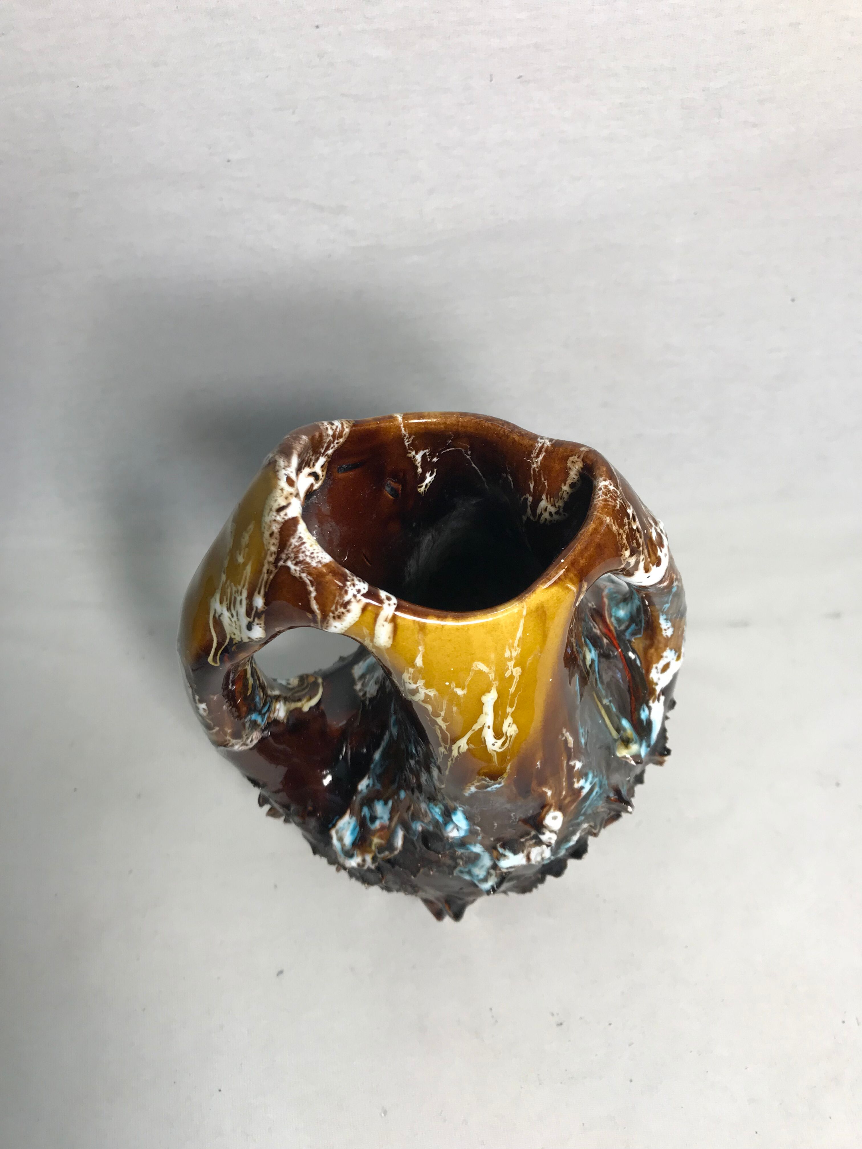 Former vallauris + 2 handles ceramic vase stamped vintage