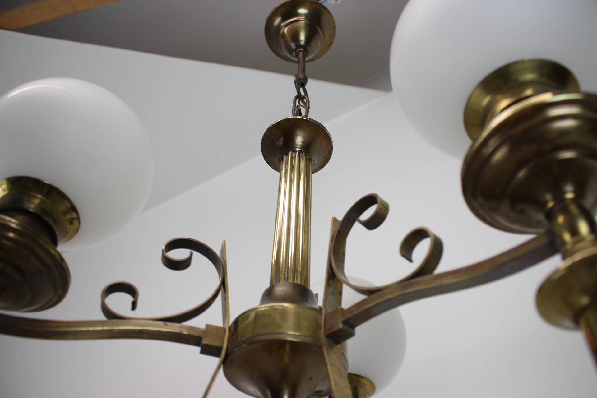 Brass Art Deco Candlestick, 1930s, Czechoslovakia