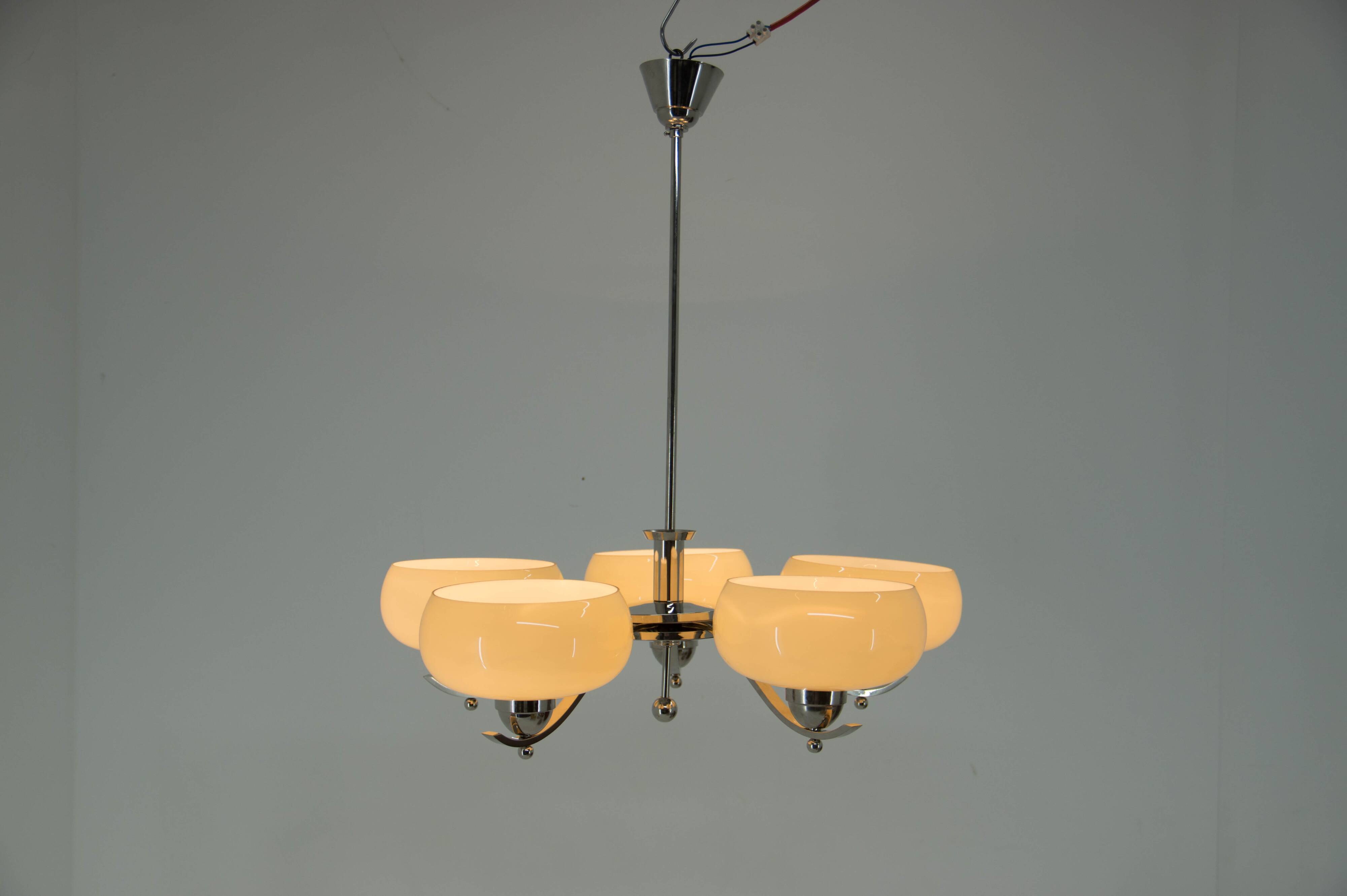 Art Deco Nickel-plated Chandelier, 1930s