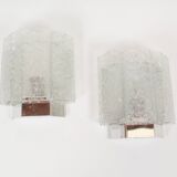 Pair of 'ice glass' wall lamps by Doria Leuchten
