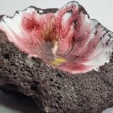 Empty pocket in vintage enamelled lava stone, 20 cm