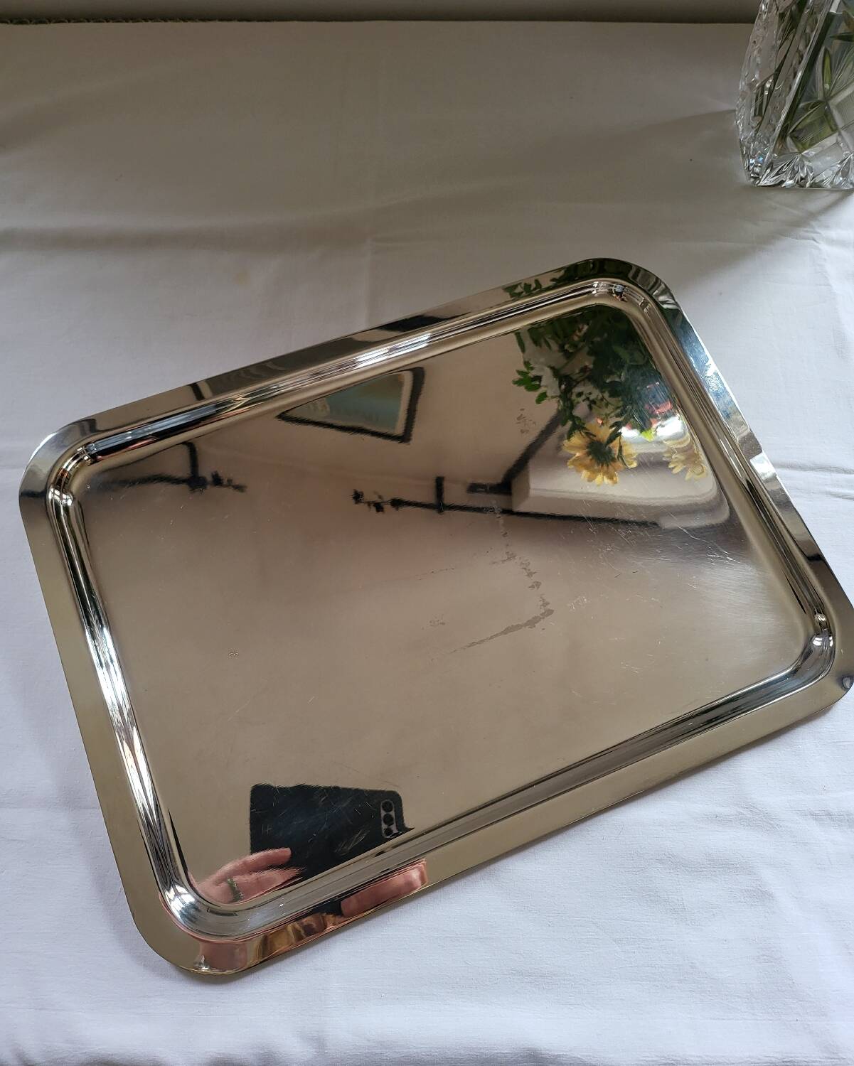 Large Silver Metal Serving Tray