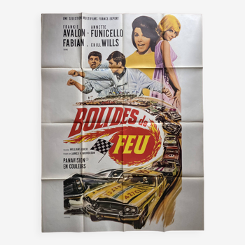 Affiche cinéma originale "Les Bolides de feu" Frankie Avalon 120x160cm 1966