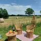 Vintage garden furniture in wicker rattan 1960 - complete 4-piece set