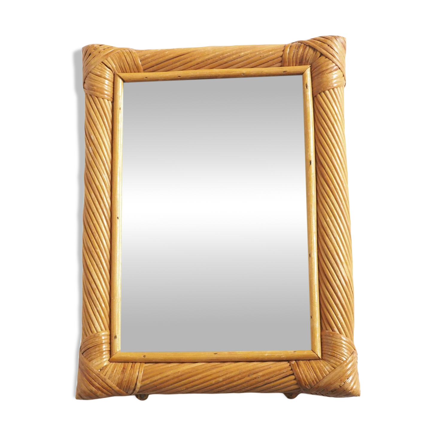 Rectangular rattan mirror