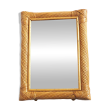 Rectangular rattan mirror