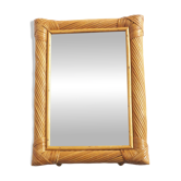 Rectangular rattan mirror