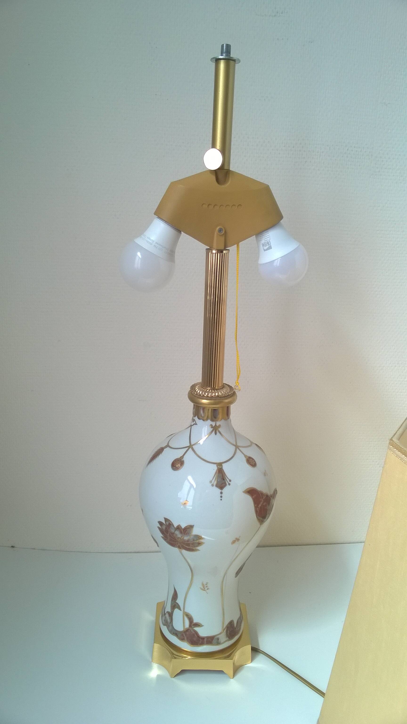 Porcelain and brass lamp by GIULIA MANGANI c.1980