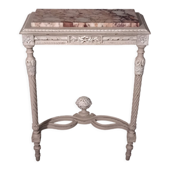 White wall lamp console Louis XVI style with pink marble top