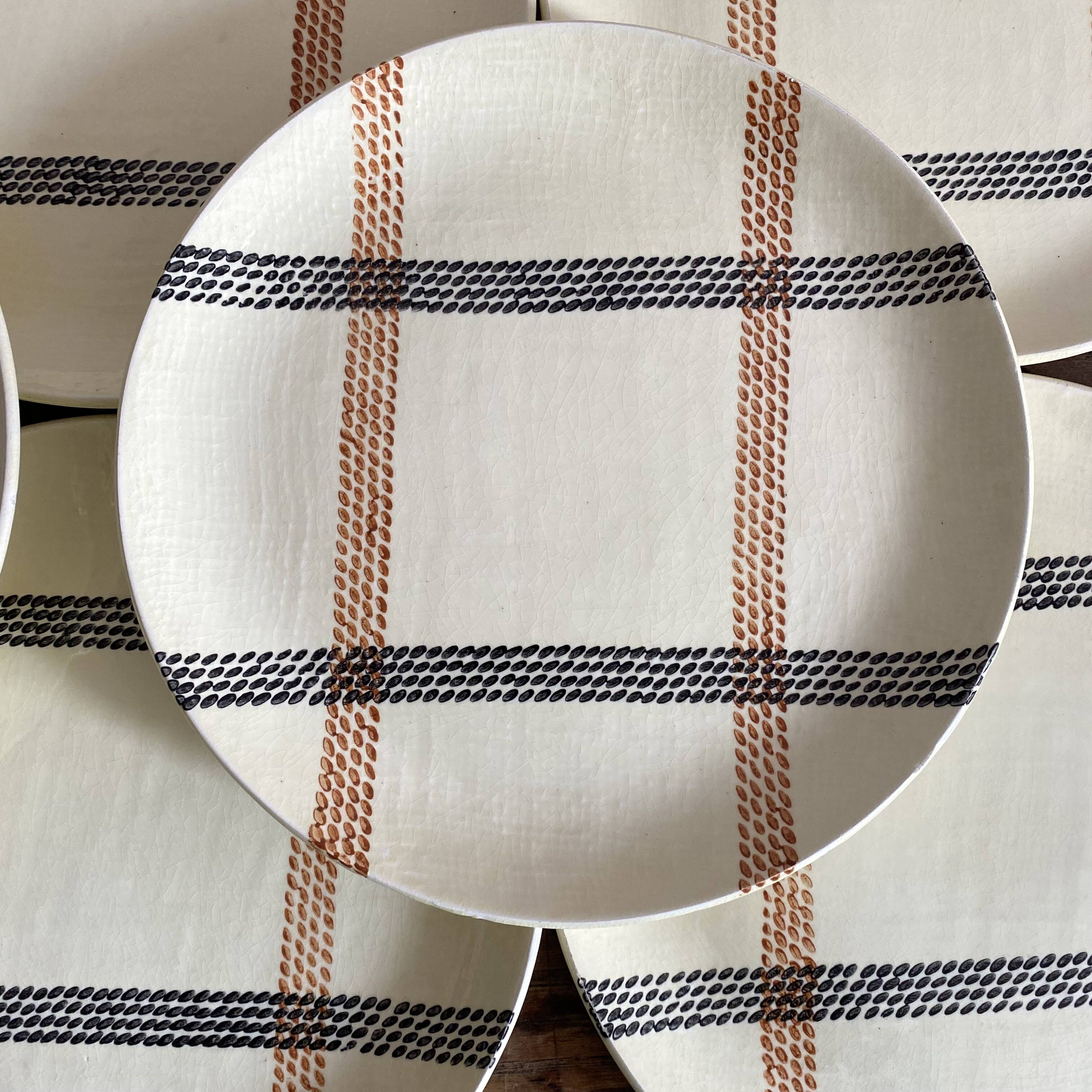 Salins France "rope" dinner plates, 1950s