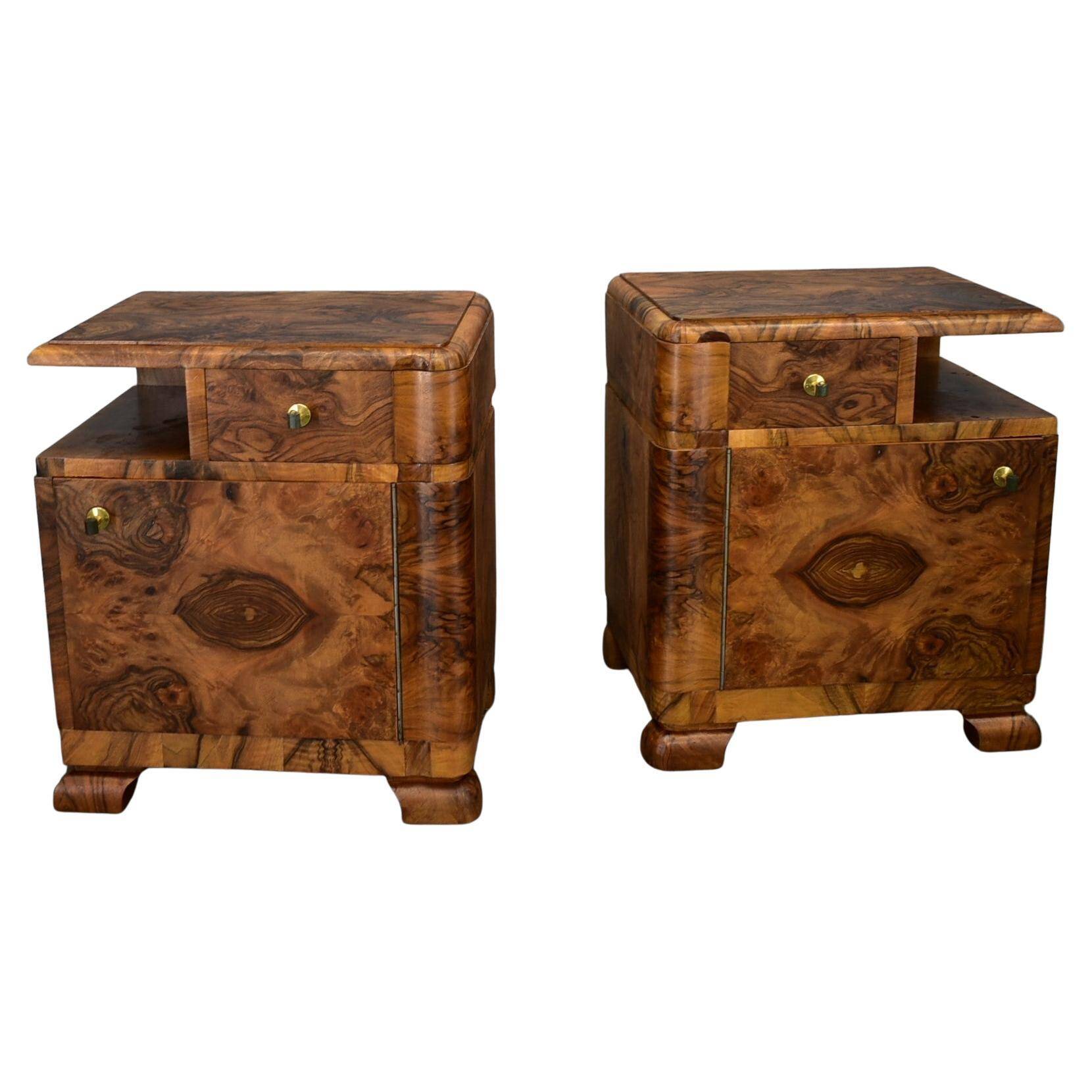 1935s pair of rare art deco bedside tables, Czechoslovakia