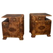 1935s pair of rare art deco bedside tables, Czechoslovakia