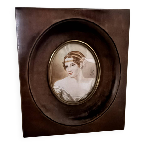 Miniature sous verre signée S.Gray