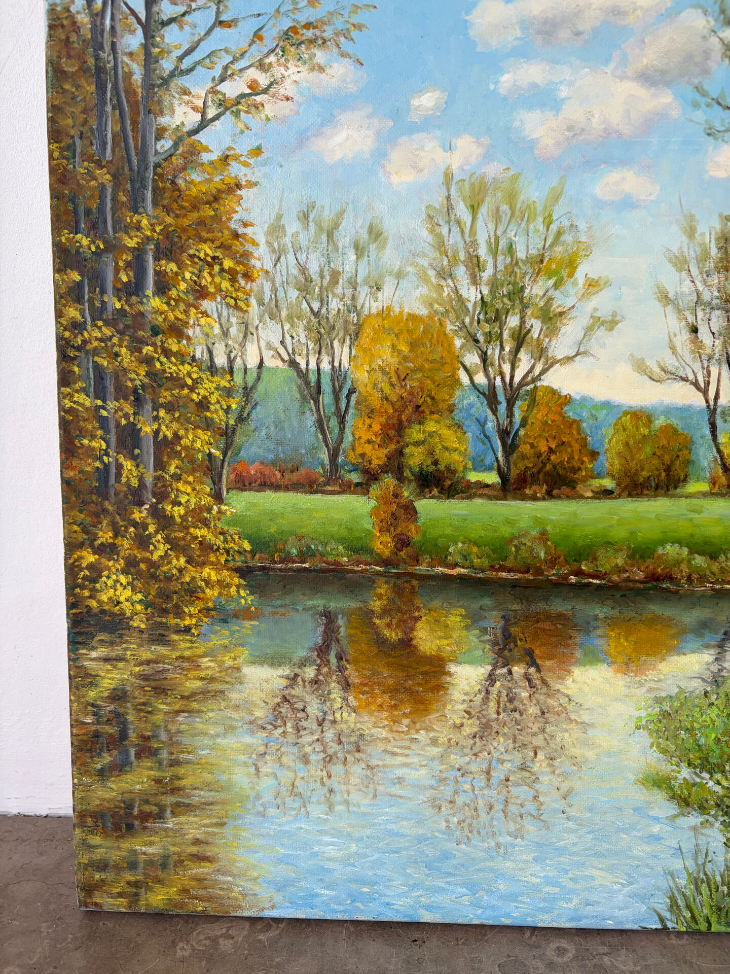Paysage d’automne, huile sur toile signé Lagarde