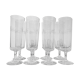 Set of 8 flutes in chiseled crystal 50s