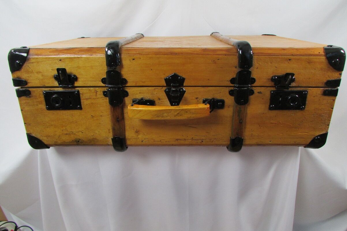 Suitcase, old wooden trunk