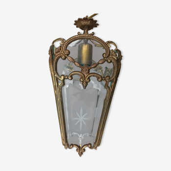 Bronze lantern of Louis XVI style working order - engraved glasses