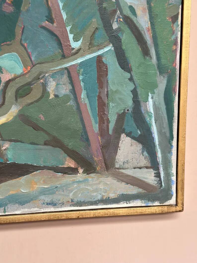 Original Swedish Oil on Canvas – “Forest” by Thure Lindskoog – Signed – Vintage & Framed – 44 × 32 cm (17.3" × 12.6")