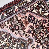 Tapis vintage Malayer fait main 84x120 cm en laine rose et vert - 1C1047