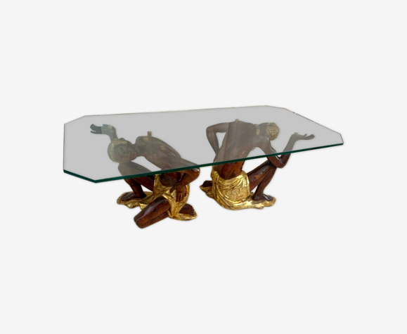 Table basse aux nubiens polychromes