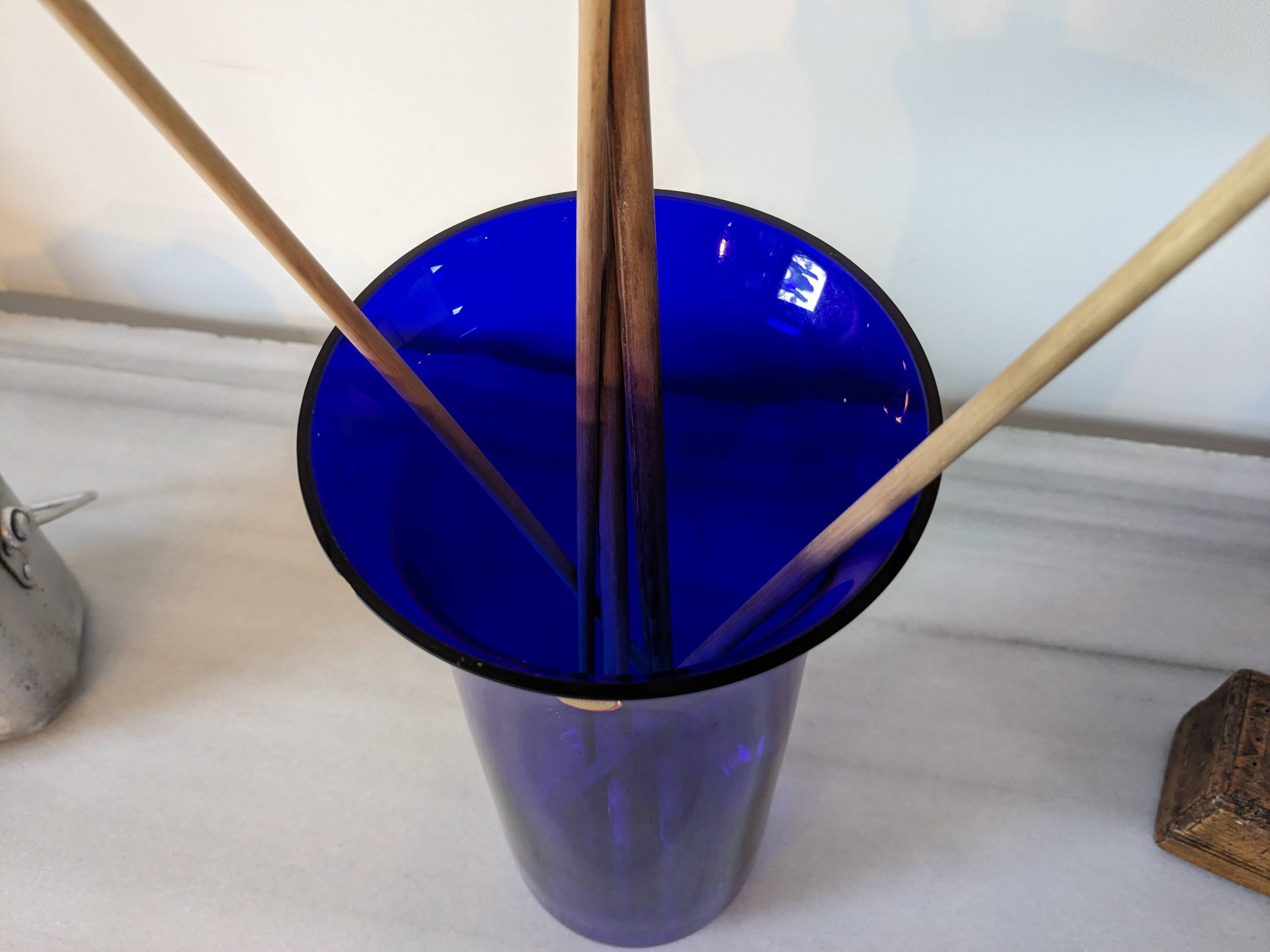 Bohemian vase in cobalt blue glass