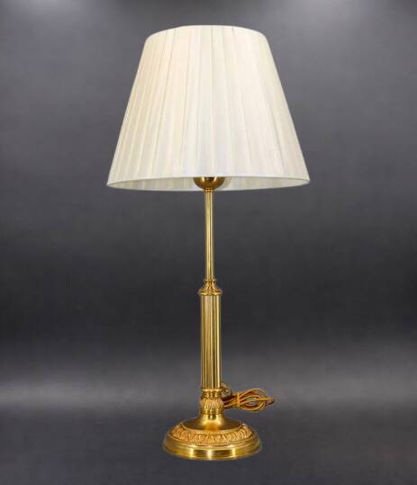 Bronze Gilt Bouillotte Lamp with Pleated Shade