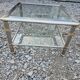 Hollywood Regency side table 1970 brushed metal and gold