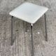 Vintage square steel and white leather stool