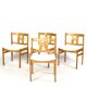 Set of four pine chairs from the 1960s.