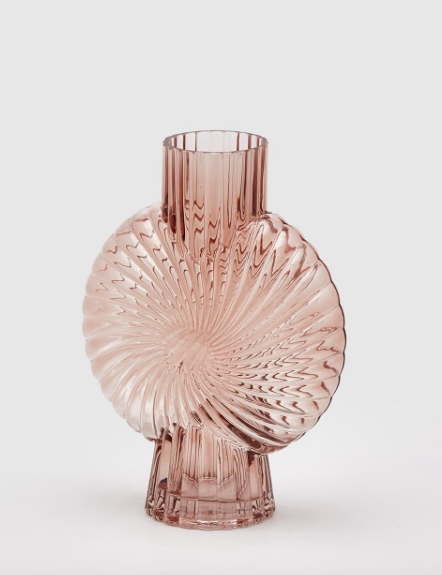 Vase en verre rose poudre 25cm