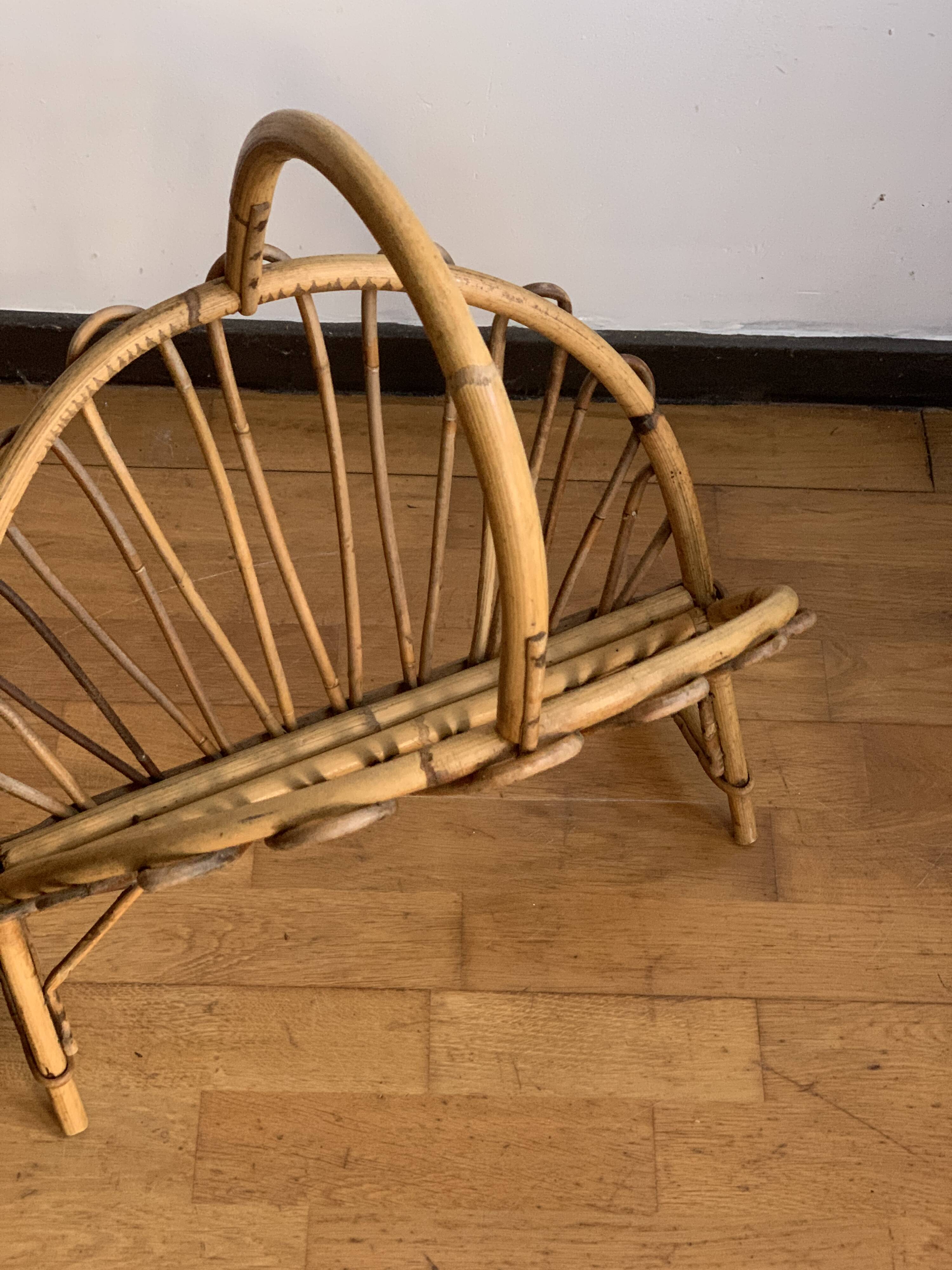 Rattan magazine holder