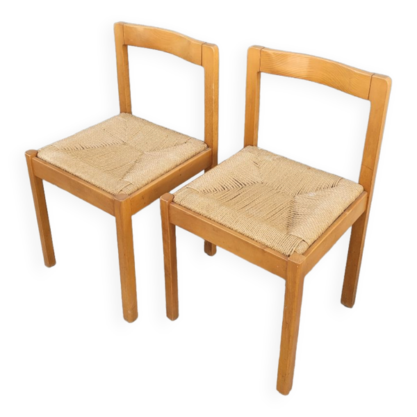 Paire de chaises en corde vintage italienne- 1970s