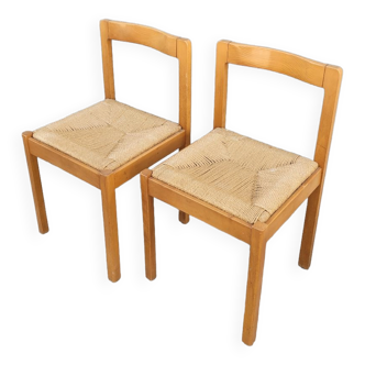 Paire de chaises en corde vintage italienne- 1970s