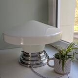 Ancien grand plafonnier skyscraper lampe à poser opaline Bahaus Art déco 1930 Ø 31 cm