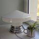 Ancien grand plafonnier skyscraper lampe à poser opaline Bahaus Art déco 1930 Ø 31 cm