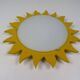 Vintage "sun" ceiling light Massive Belgium in opaline glass and lacquered wood.
