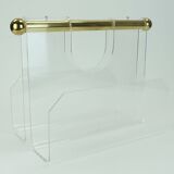 Transparent lucite acrylic magazine rack 1970s 1980s space age